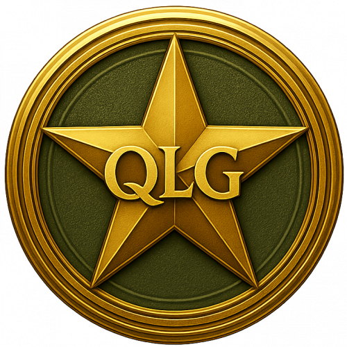 Gold star-shaped badge with QLG letters, symbolizing premium coaching tier